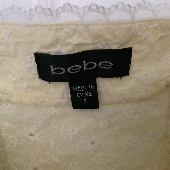 Bebe Yellow/White Eyelet Lace Ruched Corset Top S PRE-OWNED OTHER - Picture 8 of 10